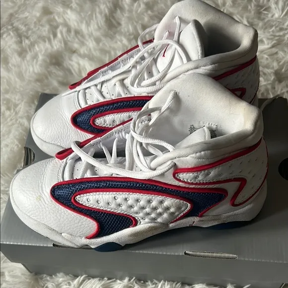 Woman’s OG Jordans White and Red Athletic Shoes
