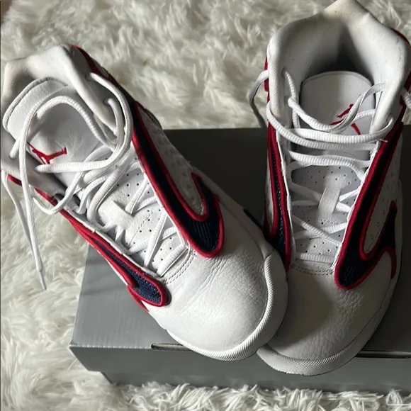 Woman’s OG Jordans White and Red Athletic Shoes