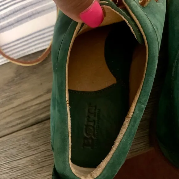 Womens Born Green Nubuck Leather Lace Up Shoes NWOB