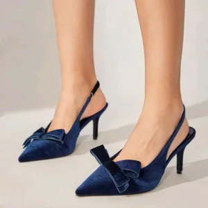 WOMEN'S BOW DETAIL POINTED TOE STILETTO HIGH HEEL PUMPS,VERSATILE