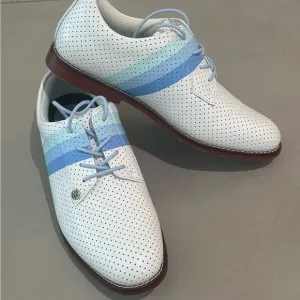 Women’s new G/FORE White and Blue Golf Shoes with Perforated Design