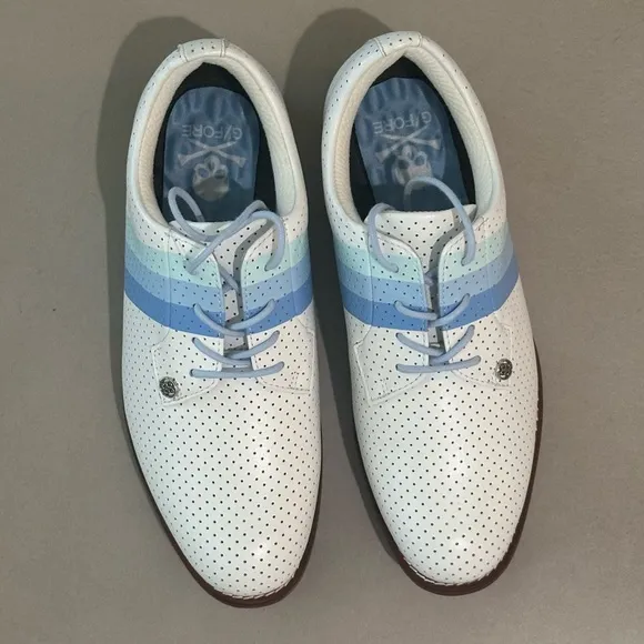 Women’s new G/FORE White and Blue Golf Shoes with Perforated Design