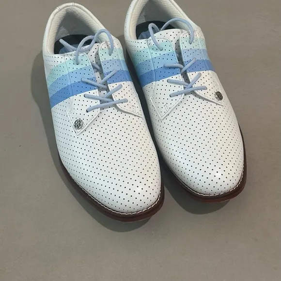 Women’s new G/FORE White and Blue Golf Shoes with Perforated Design