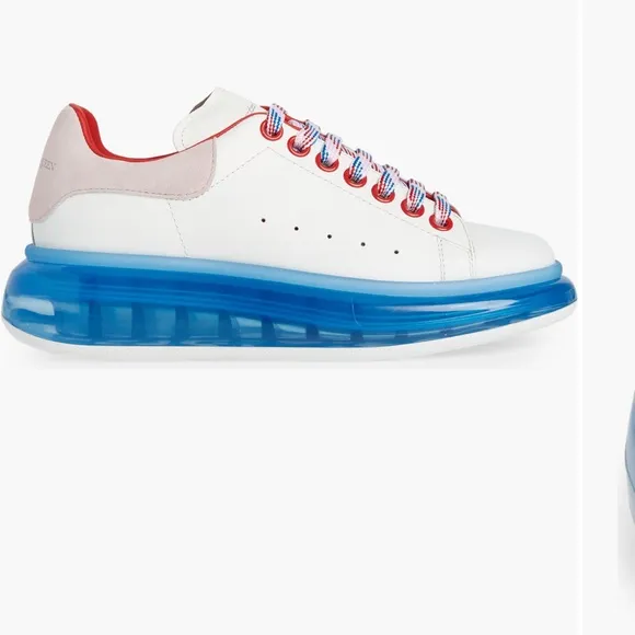 Women's White and Blue Sneakers