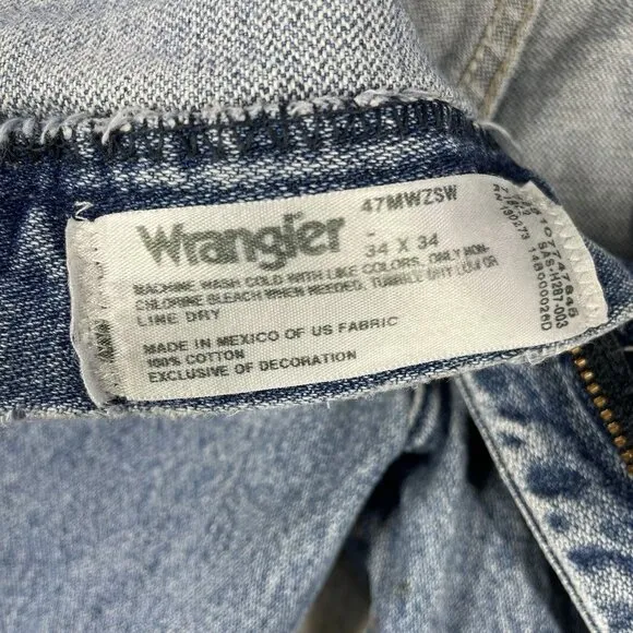 Wrangler Jeans Straight Leg Denim Pants Classic Fit Blue Size 42x32 cowboy
