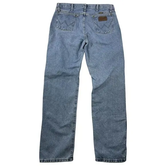 Wrangler Jeans Straight Leg Denim Pants Classic Fit Blue Size 42x32 cowboy