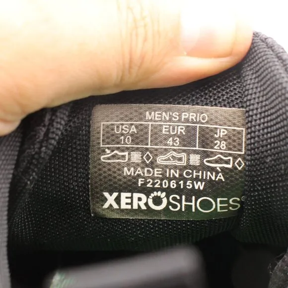 Xero Prio Barefoot Men's Size 10 Shoes Sneakers Black Lace Up Minimalist