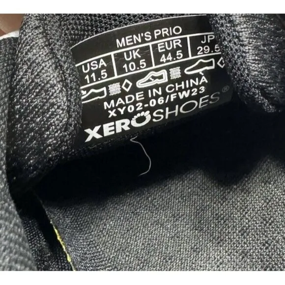 Xero Prio Sneakers Barefoot Minimalist Shoes Mens Size 11.5 Black White
