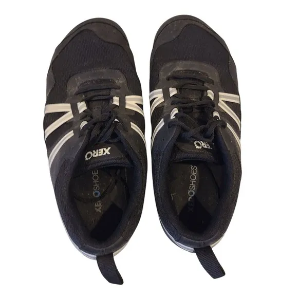 XERO Shoes Men's Size 11.5 Black White Prio Running Minimalist Barefoot Sneakers