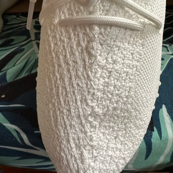 Yeezy White Athletic Shoes with Knit Upper