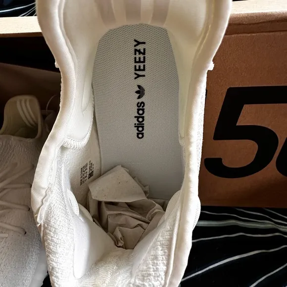 Yeezy White Athletic Shoes with Knit Upper