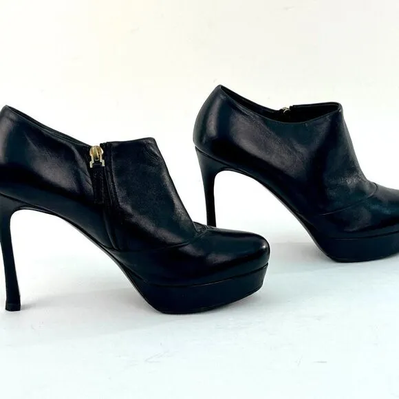 YSL Yves Saint Laurent Leather Gisele Platform Ankle Booties Black Size 39/8.5