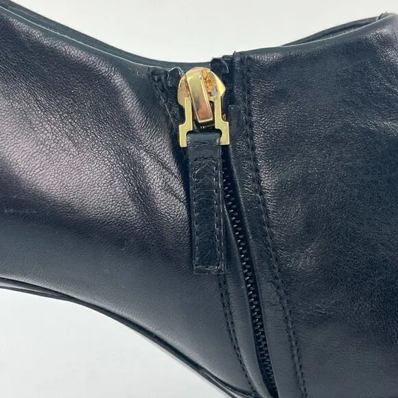 YSL Yves Saint Laurent Leather Gisele Platform Ankle Booties Black Size 39/8.5