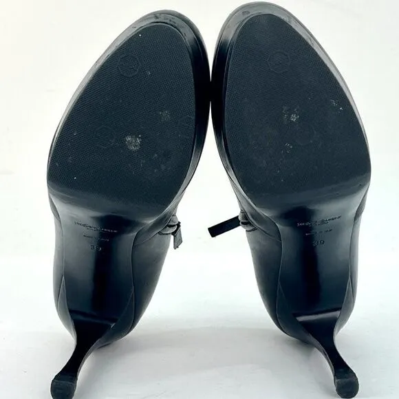 YSL Yves Saint Laurent Leather Gisele Platform Ankle Booties Black Size 39/8.5