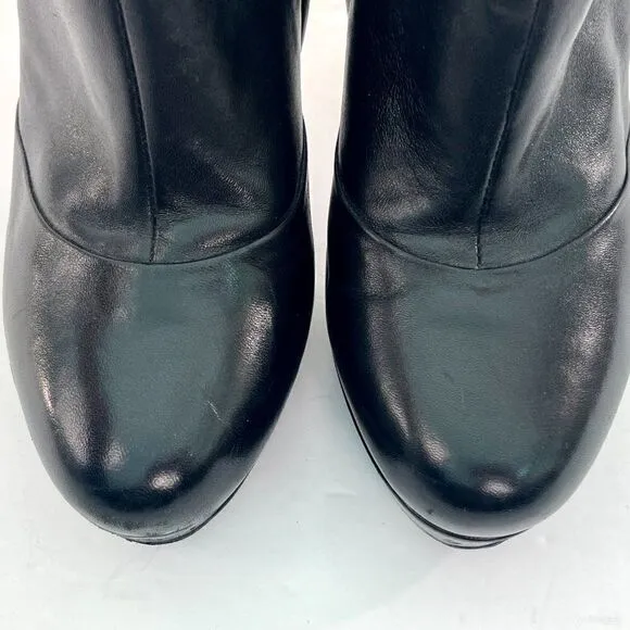 YSL Yves Saint Laurent Leather Gisele Platform Ankle Booties Black Size 39/8.5