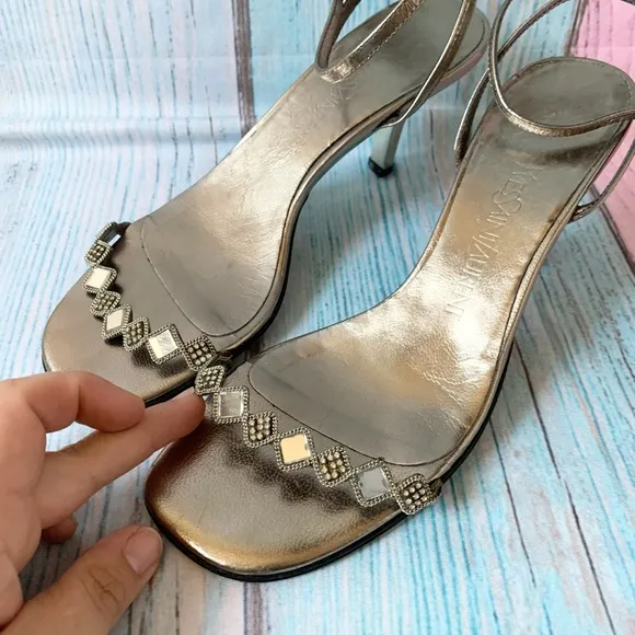 Yves saint laurent Elegant Silver Women's sandal Heels