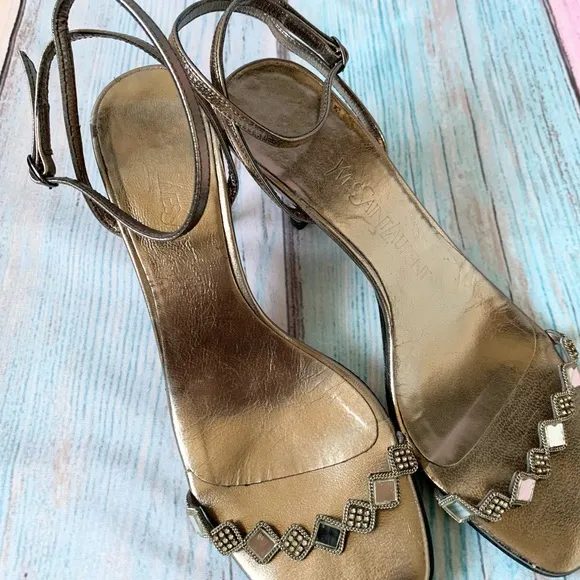 Yves saint laurent Elegant Silver Women's sandal Heels