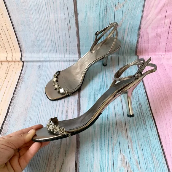 Yves saint laurent Elegant Silver Women's sandal Heels