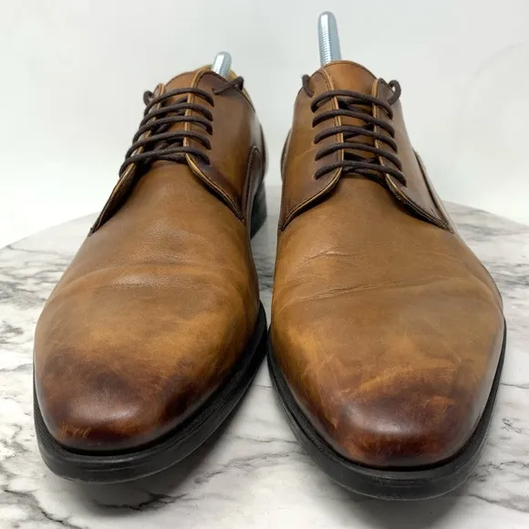 Zara Man Lace Up Leather Derby Shoes 44/11 Minimalist Classic Preppy Neutral
