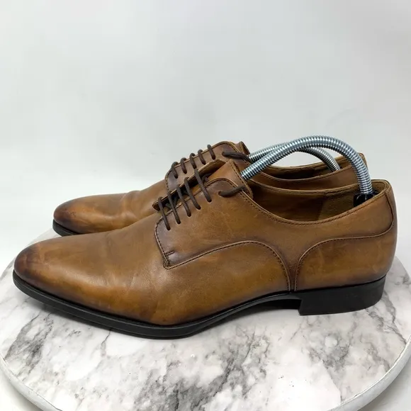 Zara Man Lace Up Leather Derby Shoes 44/11 Minimalist Classic Preppy Neutral