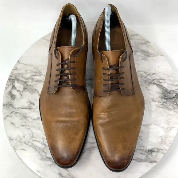 Zara Man Lace Up Leather Derby Shoes 44/11 Minimalist Classic Preppy Neutral