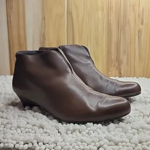 ☆ZIERA☆ KUMPS LEATHER BROWN ZIPPER ANKLE BOOTS LADIES SIZE 38 IN VGUC☆☆☆▪︎▪︎▪︎