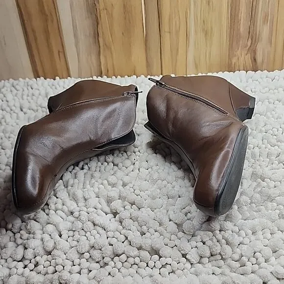 ☆ZIERA☆ KUMPS LEATHER BROWN ZIPPER ANKLE BOOTS LADIES SIZE 38 IN VGUC☆☆☆▪︎▪︎▪︎