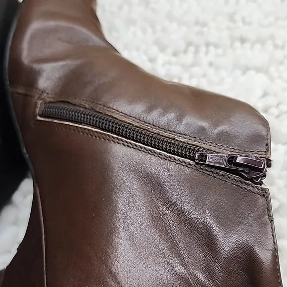 ☆ZIERA☆ KUMPS LEATHER BROWN ZIPPER ANKLE BOOTS LADIES SIZE 38 IN VGUC☆☆☆▪︎▪︎▪︎