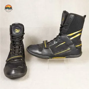 Zivopah Wrestling Boot Black Faux Leather Lace Up Boxing Training Men Sz 10.5/44