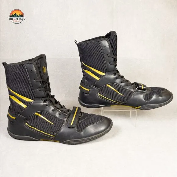 Zivopah Wrestling Boot Black Faux Leather Lace Up Boxing Training Men Sz 10.5/44